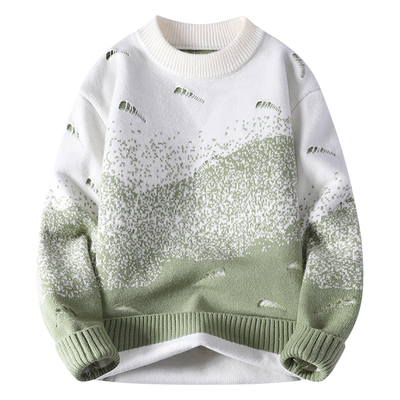 2025秋冬季渐变色毛衣男时尚休闲青少年学生潮流针织衫百搭毛线衣