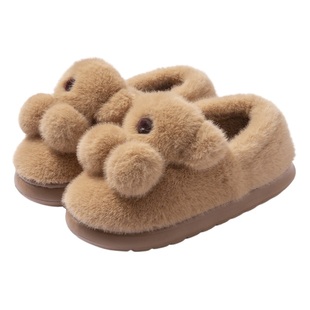 可爱小熊棉拖鞋女款2025新款冬季室内家居包跟保暖毛毛绒棉鞋男士
