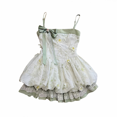 越韩小鱼Musefish 花屿信笺 立体花森系少女花苞吊带裙针织开衫女