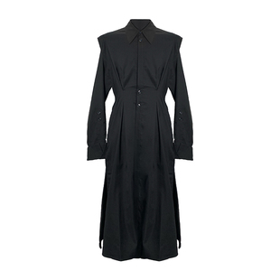 「凌鸦ILNya」月海_黑 维多利亚衬衫裙 束腰天丝先锋修身复古风衣