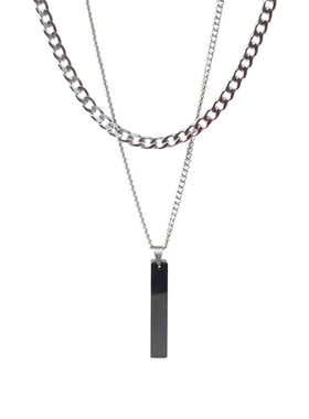 知了原创天然黑曜石钛钢项链男