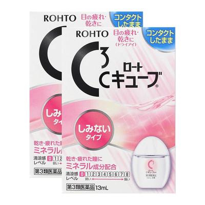 日本ROHTO乐敦C3隐形眼镜眼药水13ml滴眼液清凉0度滋润*2润眼液