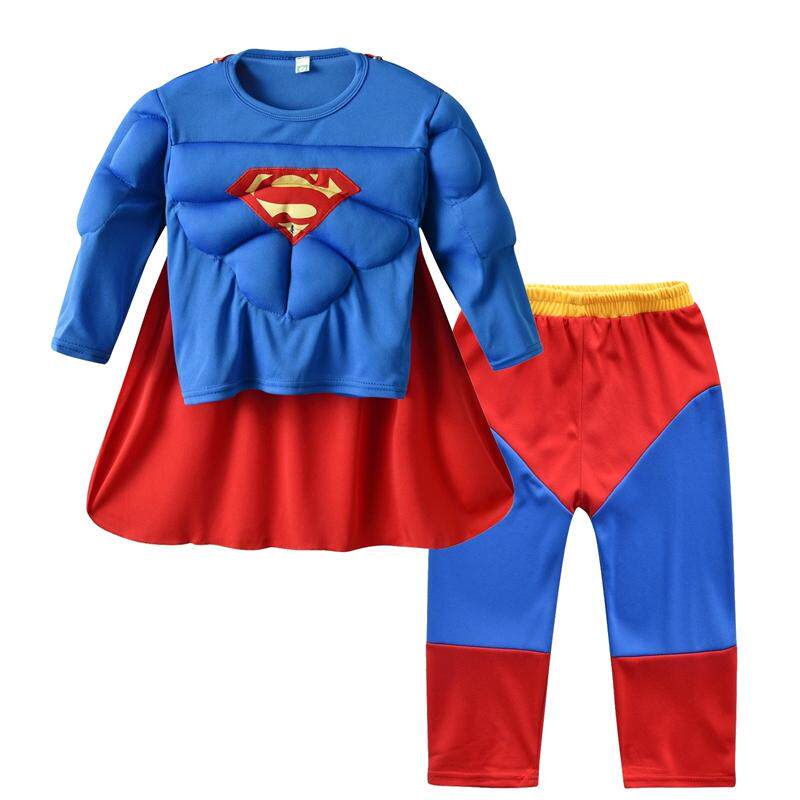新款男童超人扮演服万圣节Superman cos漫威英雄联盟活动表演服装
