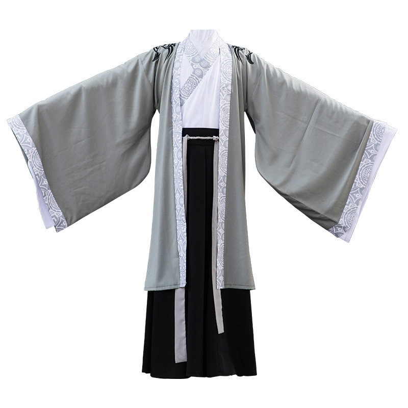 七七坊男士汉服全套传统正规华服拜师民族大氅刺绣花交领襦裙套装