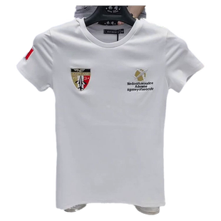 夏季新款精神小伙帅气修身刺绣t恤潮流简约百搭男士纯棉圆领短袖