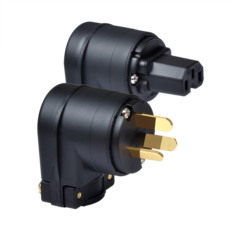 银珂INCK HIFI发烧级CD功放专用L型弯头电源线紫铜镀金电源插头尾