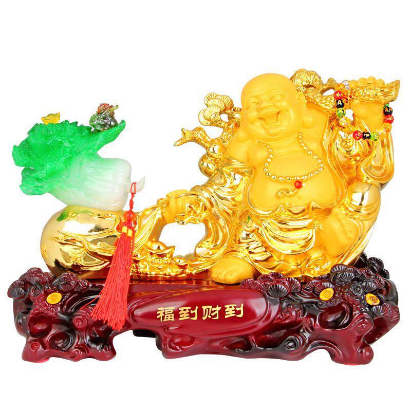 弥勒佛摆件福到财到招财玉白菜