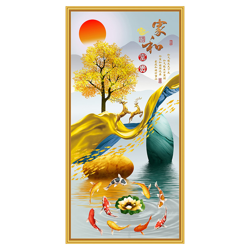 玄关装饰画客厅3d立体墙贴入户走廊背景墙过道高级感自粘贴画壁纸