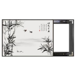 家用电表箱遮盖装饰画免打孔新中式餐厅配电箱遮挡挂画定制小尺寸