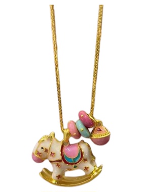 珞石新中式沙金摇摇木马吊坠项链