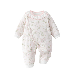 婴儿衣服秋冬夹棉连体衣宝宝婴幼儿小公主保暖棉服冬装女宝外出服