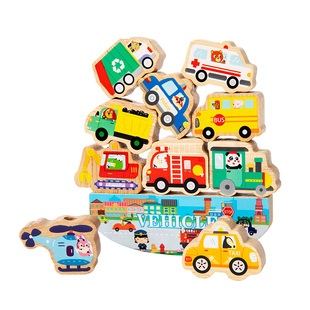 实木大颗粒积木穿绳平衡叠叠乐玩具助力宝宝手眼协调精细化动作