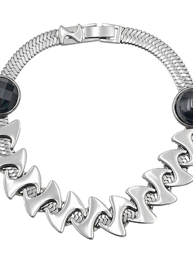 设计师款钛钢镜面锆石男友手链