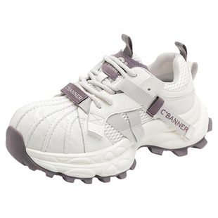 千百度厚底贝壳头老爹鞋女2026春季新款百搭网面增高休闲运动鞋女