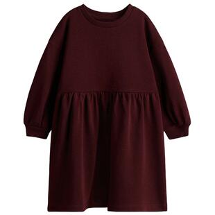 HM童装儿童女童连衣裙红色拜年服新年宽松长袖蓬松裙摆0984595