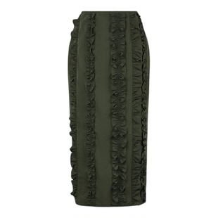 【折扣】CECILIE BAHNSEN 秋冬女褶饰塔夫绸中长半身裙