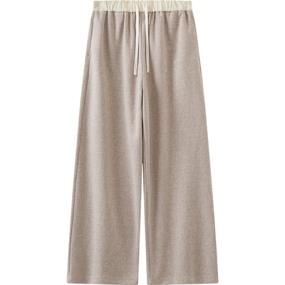 播慵懒风直筒休闲裤女冬季松弛感宽松阔腿裤DDS4KD5160