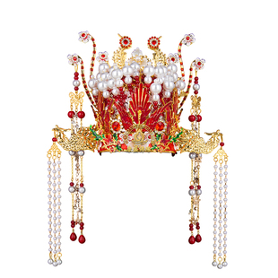 泰山奶奶王母娘娘黑老太太凤冠神像仙家头戴双凤帽冠头饰手工合金