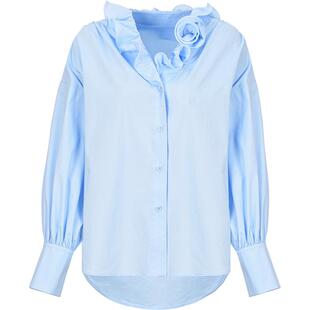 关晓彤&王珞丹同款YES BY YESIR叶谦原创设计25春玫瑰荷叶领衬衫