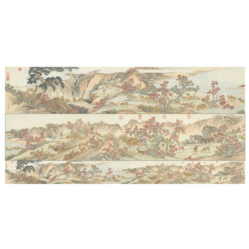 清艾启蒙百鹿图仿古装饰画