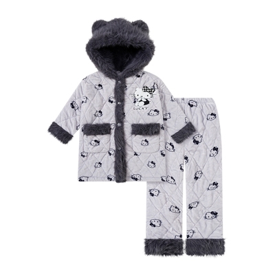 凯蒂猫三层夹棉女童冬款睡袍套装