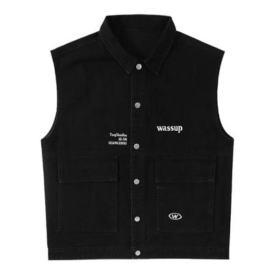 WASSUP复古牛仔马甲外套男女款