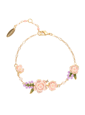 清新百搭玫瑰花朵紫色薰衣草手链