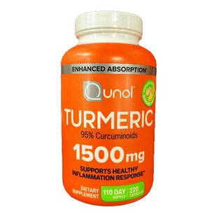 现货28.08/美国Qunol酋诺1500mg高浓度姜黄素胶囊易吸收220粒