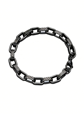 复古嘻哈黑色竹节钛钢男士手链