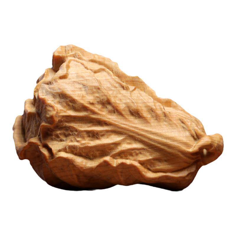 天然崖柏木雕刻百财摆件吉祥白菜盘玩解压把玩手把件钥匙扣车挂件