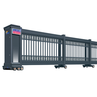 智能段滑门分段平移门铝合金直线门分段式伸缩门工厂无轨电动大门