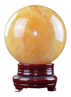 天然黄玉风水球摆件玄关水打球