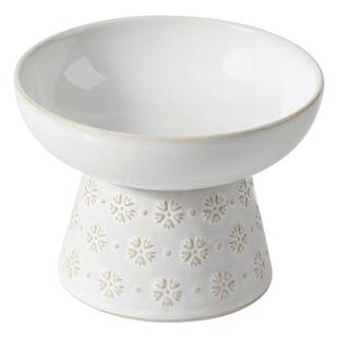 Peture陶瓷高脚猫碗中古风浮雕猫咪饮水碗护颈大容量防滑宠物狗碗