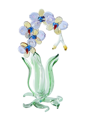 七隐手工玻璃蝴蝶兰摆件