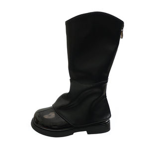 女童洋气高筒靴2023秋冬新款童鞋小女孩英伦皮靴休闲骑士靴中大童