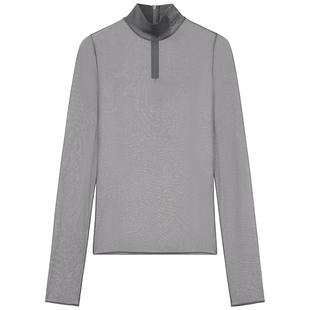 Miss Sixty2026春季长袖T恤正肩网纱轻薄叠搭个性设计感百搭上衣