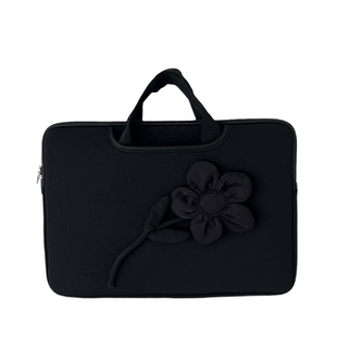 手工原创小众设计高级感黑色花朵笔记本电脑收纳包13/14寸手提11寸平板包15.6寸苹果Mac华为小米内胆包