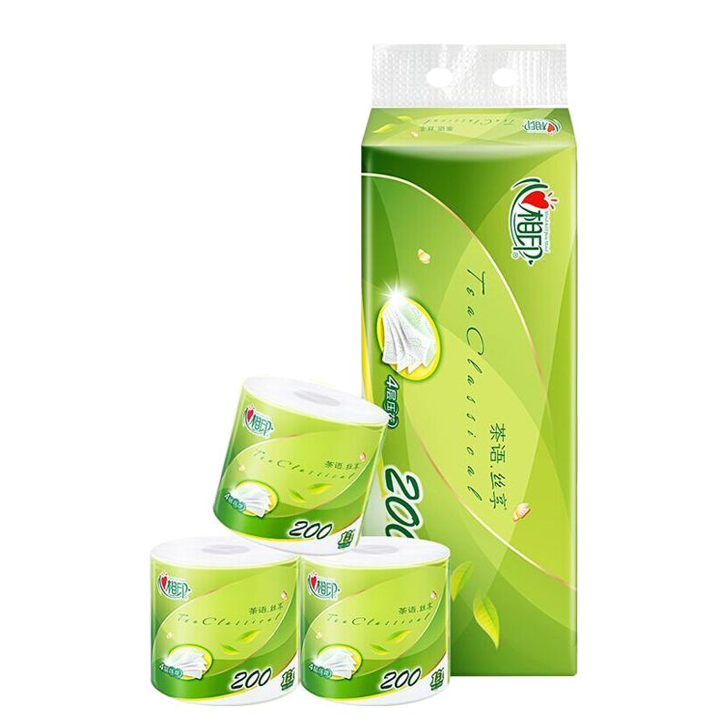 心相印茶语1卷/袋卷纸四层压花1830g家用大号卫生纸有芯厕纸空心