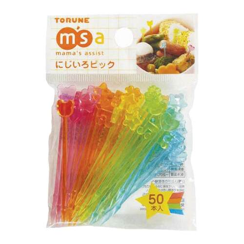 TORUNE 糖果色音符便当签 彩色卡通水果甜品装饰签 水晶款食物签