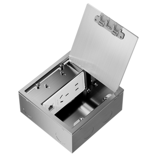 国际电工嵌入式地插座隐形纯平304不锈钢超薄隐藏式五孔网络电话