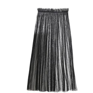 黑色百褶网纱半身裙2020新款夏透视外搭透明中长款单层一层纱罩裙