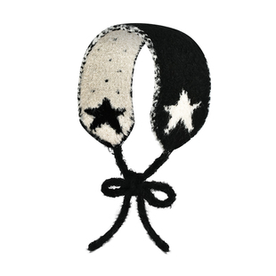 韩国潮牌星星耳套女冬季高颜值双面戴针织系带耳罩网红同款耳包潮