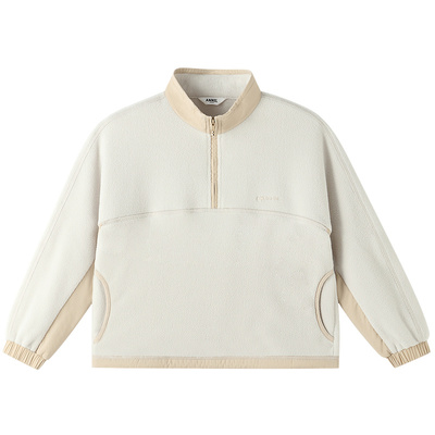 安奈儿童装女童半开领长袖卫衣2025秋新款休闲双面摇粒绒保暖弹力