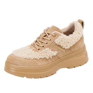 MILLIE'S/妙丽舒适女鞋2026新款冬季加绒保暖棉鞋厚底增高休闲鞋Q