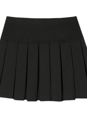 松紧腰百褶裙无内衬走光小个子