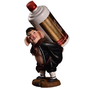 创意二师兄中式红酒架简约猪八戒公仔西游记人物家居酒柜摆件包邮