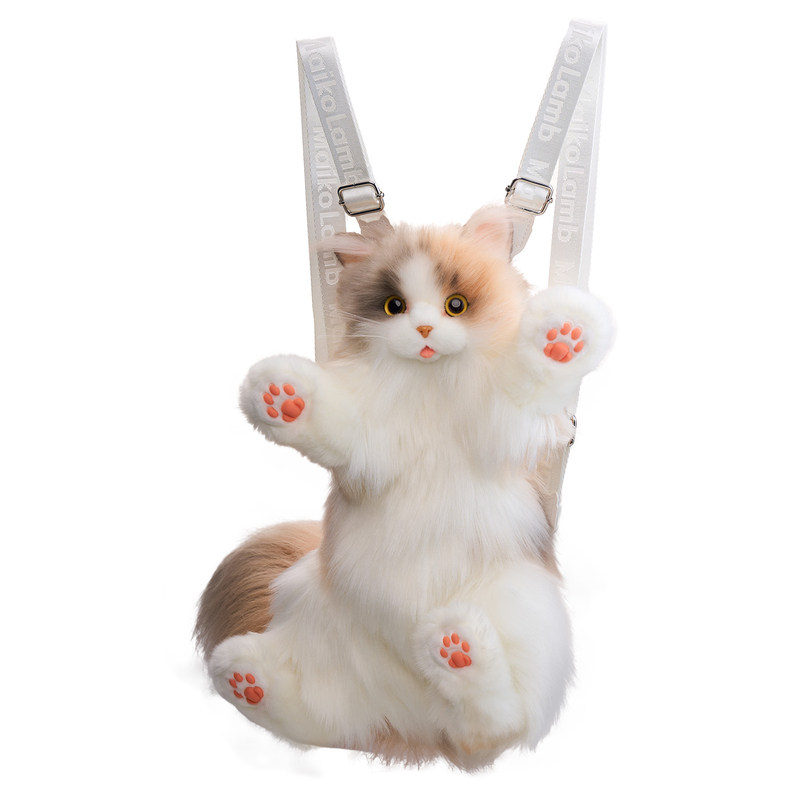 麦扣羊仿真三花猫小猫咪玩偶背包
