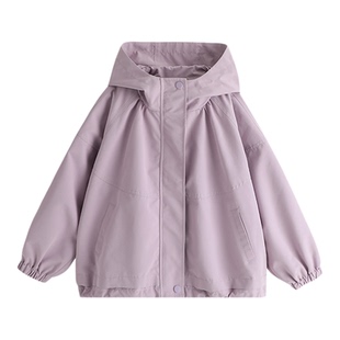 沫沫童装春装女童2026春季新款儿童洋气风衣大童休闲连帽防风外套