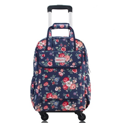 帆布防水印花万向轮17寸拉杆包