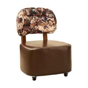 实木溜溜凳家用客厅万向轮沙发凳滑轮凳子换鞋凳矮凳休闲靠背椅子